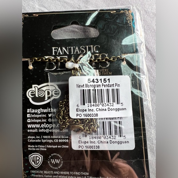 Fantastic Beasts Newt Monogram Pendant/Pin (NWT) - Picture 4 of 5